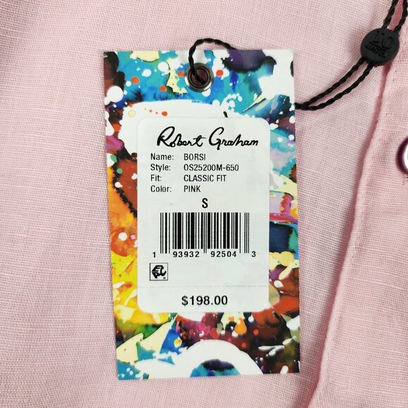 Robert Graham Shirt Mens Borsi S Pink Linen Blend Classic Fit S/S Button Up NWT - Picture 7 of 9
